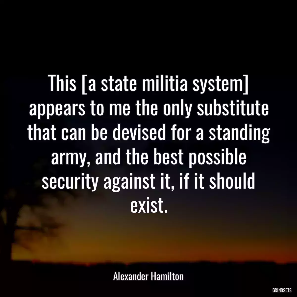 This [a state militia system] appears to me the only substitute that can be devised for a standing army, and the best possible security against it, if it should exist.