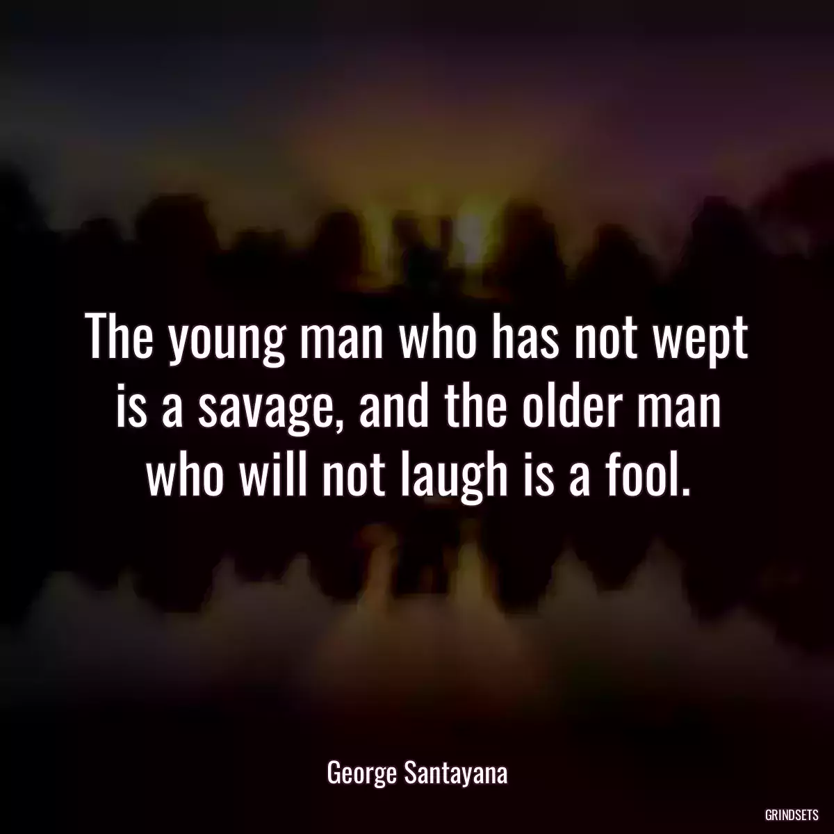 The young man who has not wept is a savage, and the older man who will not laugh is a fool.