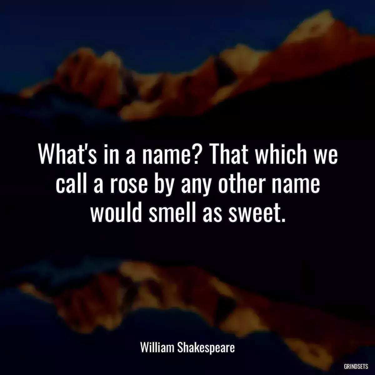 What\'s in a name? That which we call a rose by any other name would smell as sweet.