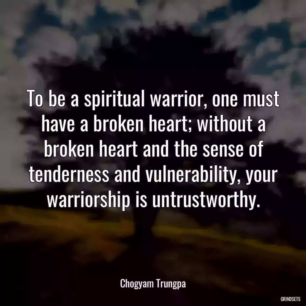 To be a spiritual warrior, one must have a broken heart; without a broken heart and the sense of tenderness and vulnerability, your warriorship is untrustworthy.