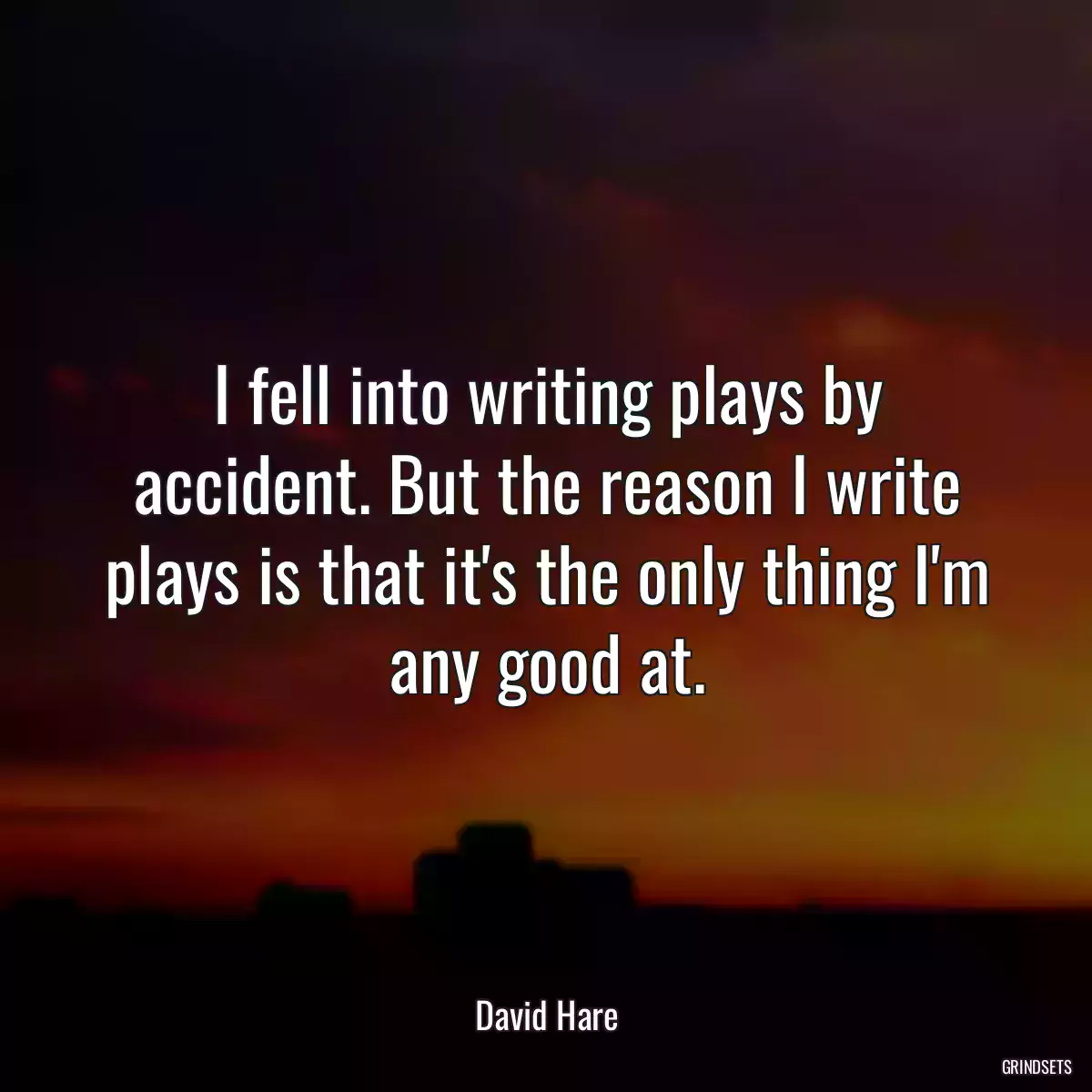 I fell into writing plays by accident. But the reason I write plays is that it\'s the only thing I\'m any good at.