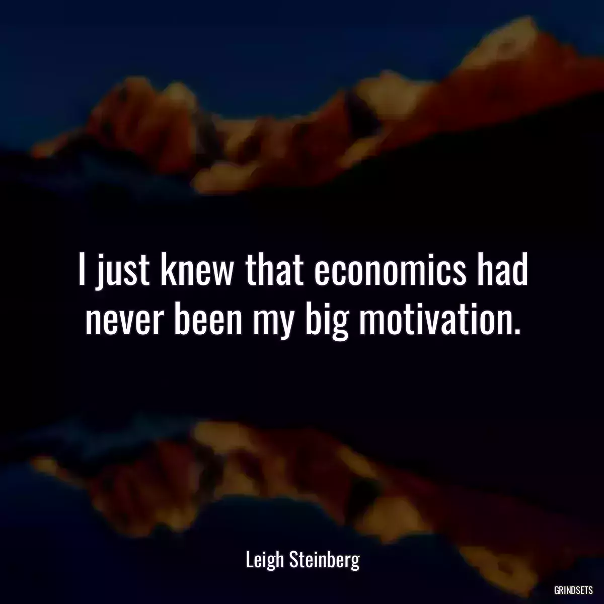 I just knew that economics had never been my big motivation.