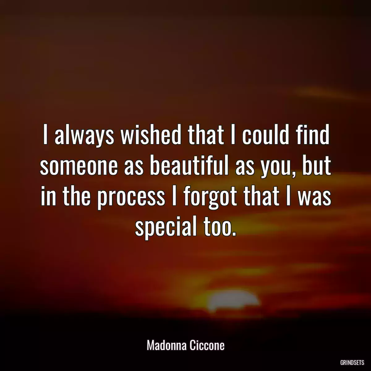 I always wished that I could find someone as beautiful as you, but in the process I forgot that I was special too.