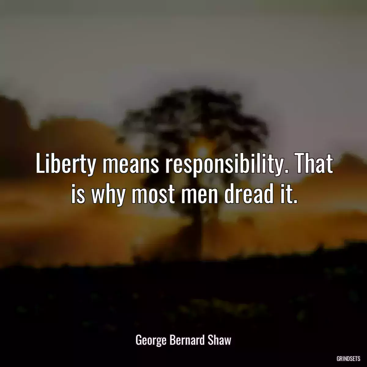 Liberty means responsibility. That is why most men dread it.