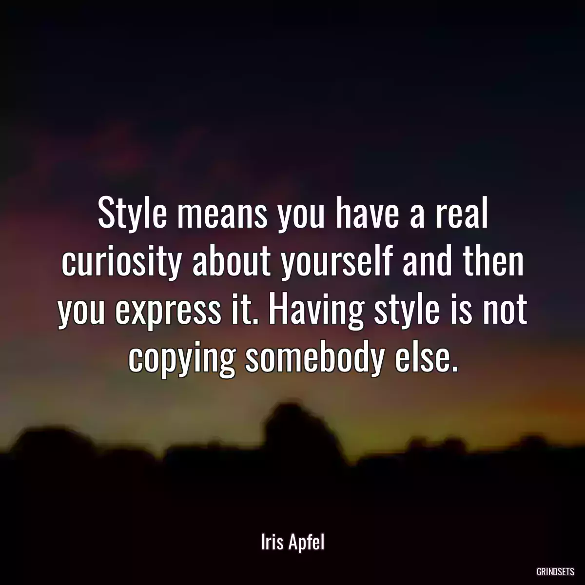 Style means you have a real curiosity about yourself and then you express it. Having style is not copying somebody else.