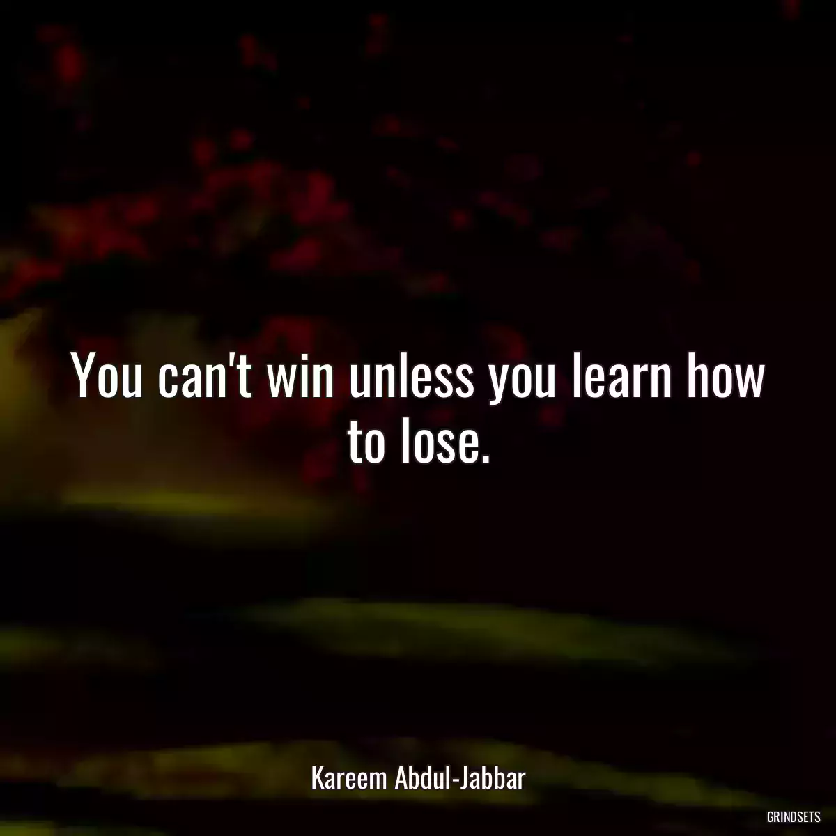 You can\'t win unless you learn how to lose.