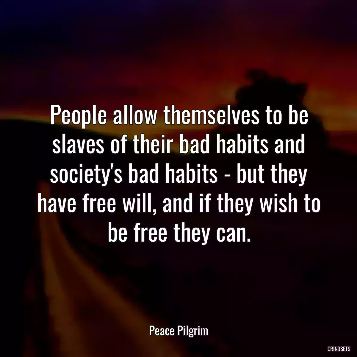 People allow themselves to be slaves of their bad habits and society\'s bad habits - but they have free will, and if they wish to be free they can.