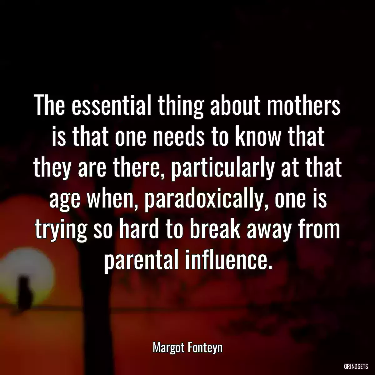 The essential thing about mothers is that one needs to know that they are there, particularly at that age when, paradoxically, one is trying so hard to break away from parental influence.