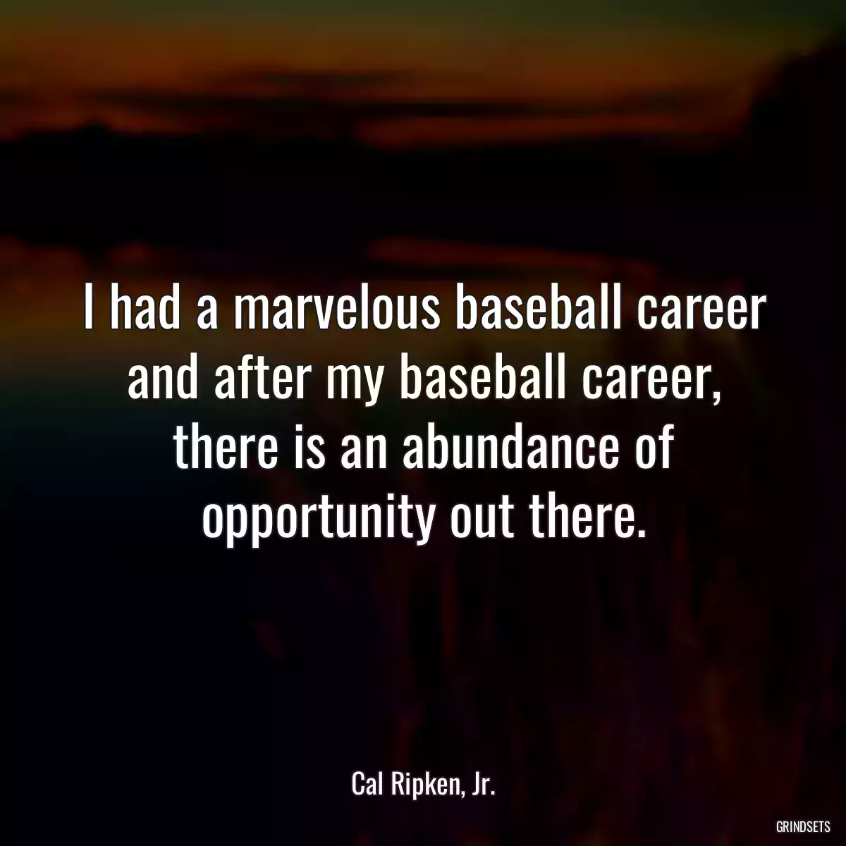 I had a marvelous baseball career and after my baseball career, there is an abundance of opportunity out there.