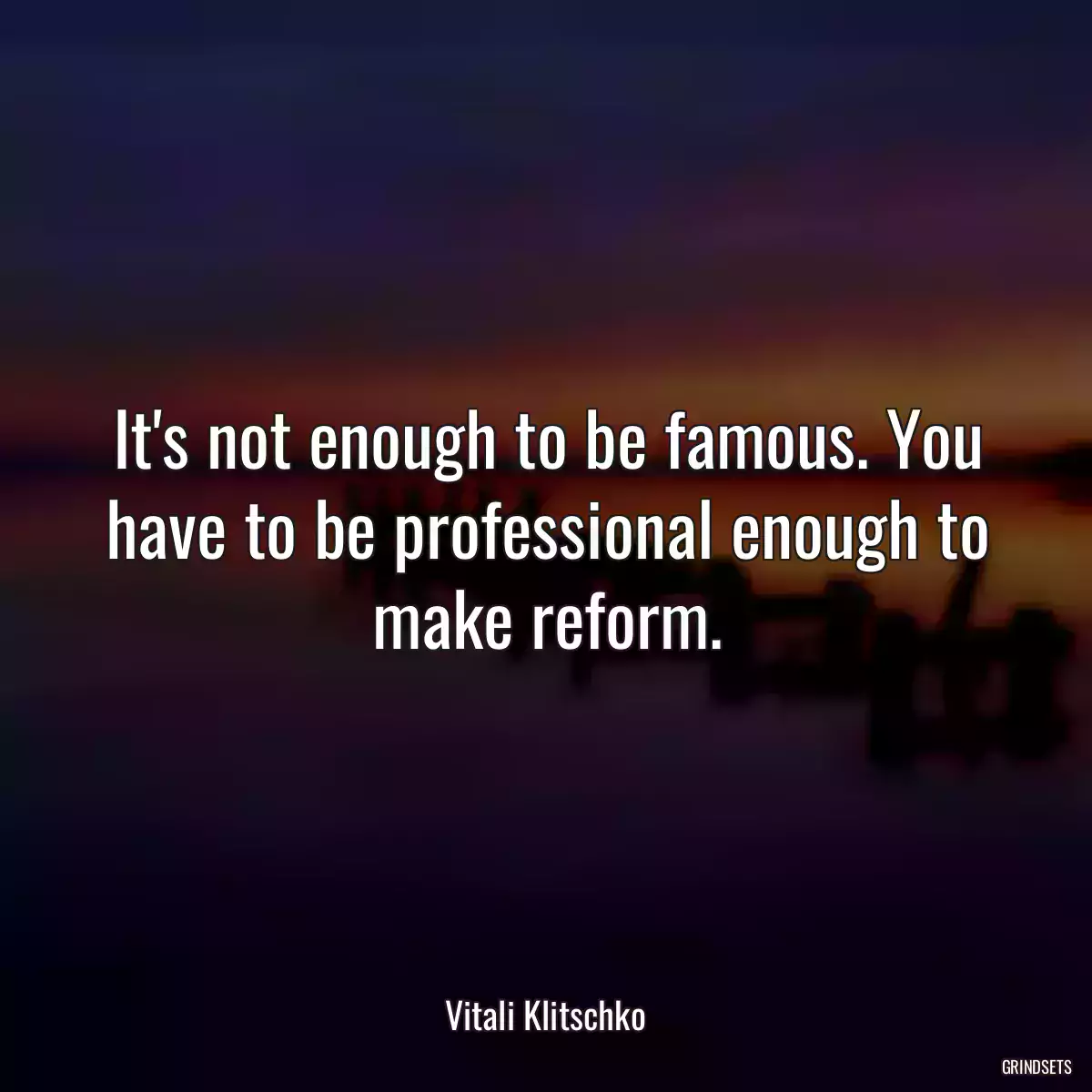 It\'s not enough to be famous. You have to be professional enough to make reform.