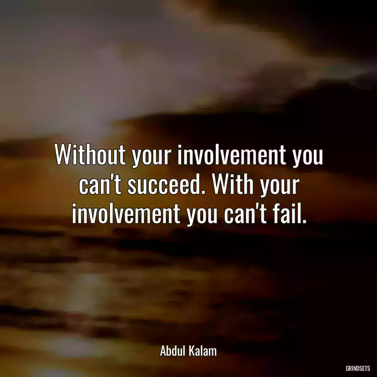 Without your involvement you can\'t succeed. With your involvement you can\'t fail.