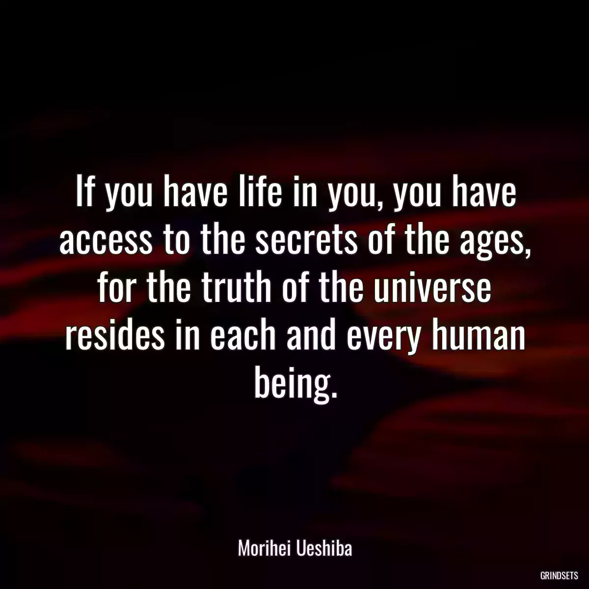 If you have life in you, you have access to the secrets of the ages, for the truth of the universe resides in each and every human being.