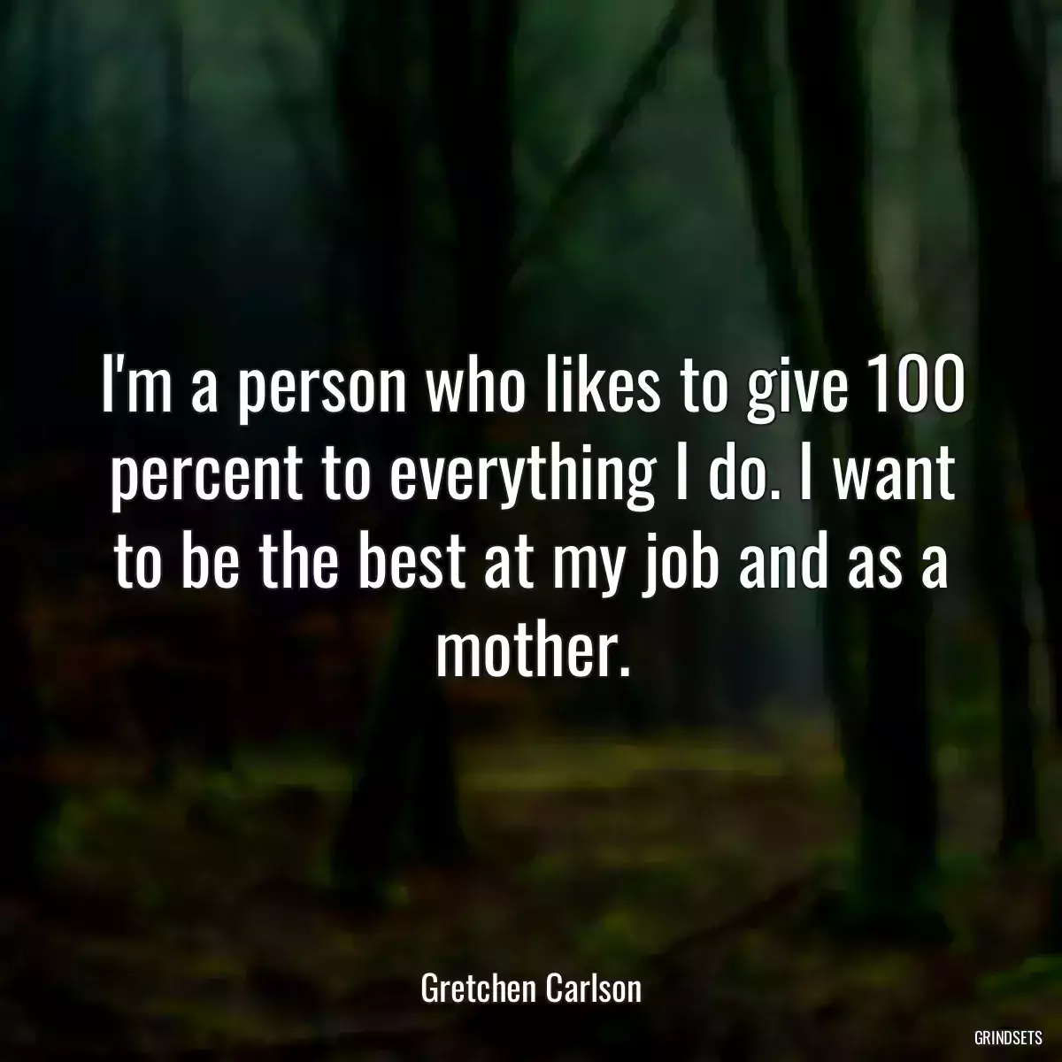 I\'m a person who likes to give 100 percent to everything I do. I want to be the best at my job and as a mother.