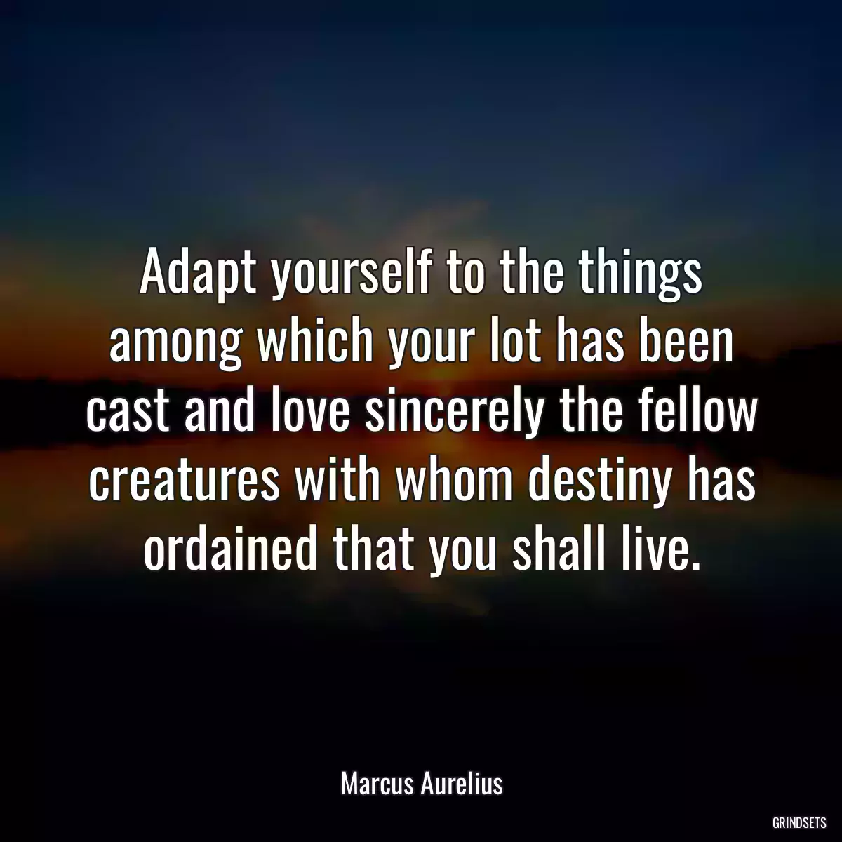 Adapt yourself to the things among which your lot has been cast and love sincerely the fellow creatures with whom destiny has ordained that you shall live.