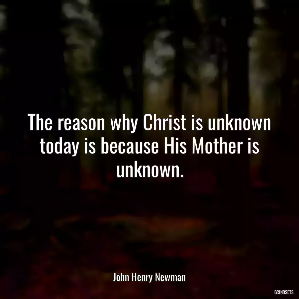 The reason why Christ is unknown today is because His Mother is unknown.