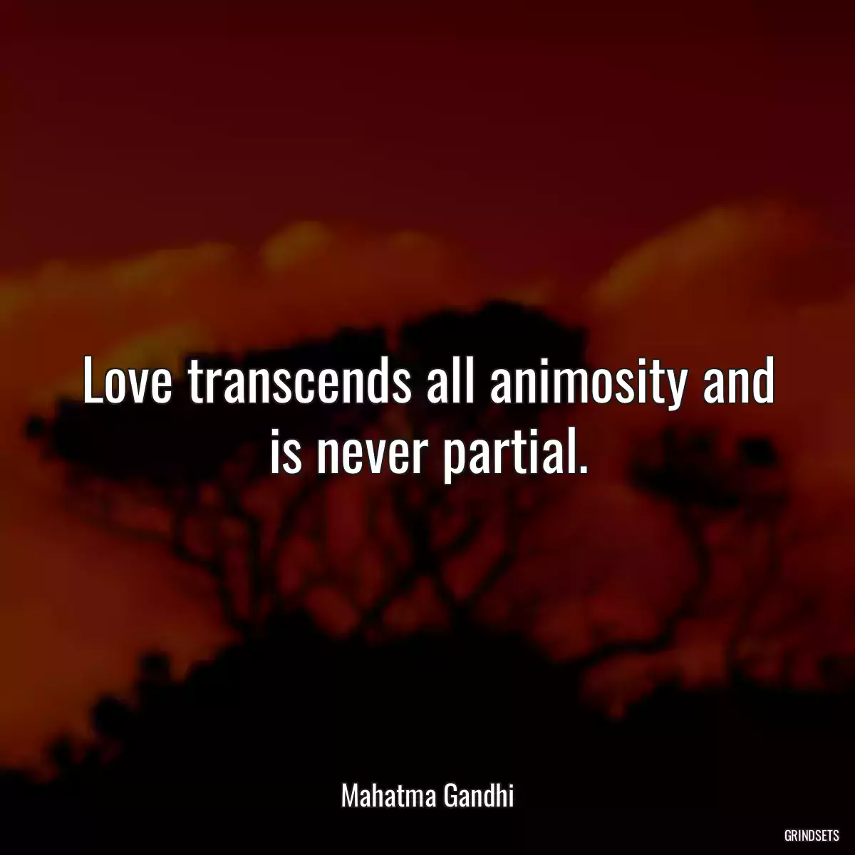 Love transcends all animosity and is never partial.