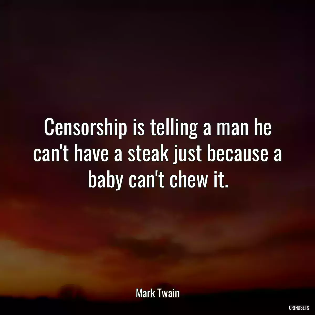 Censorship is telling a man he can\'t have a steak just because a baby can\'t chew it.