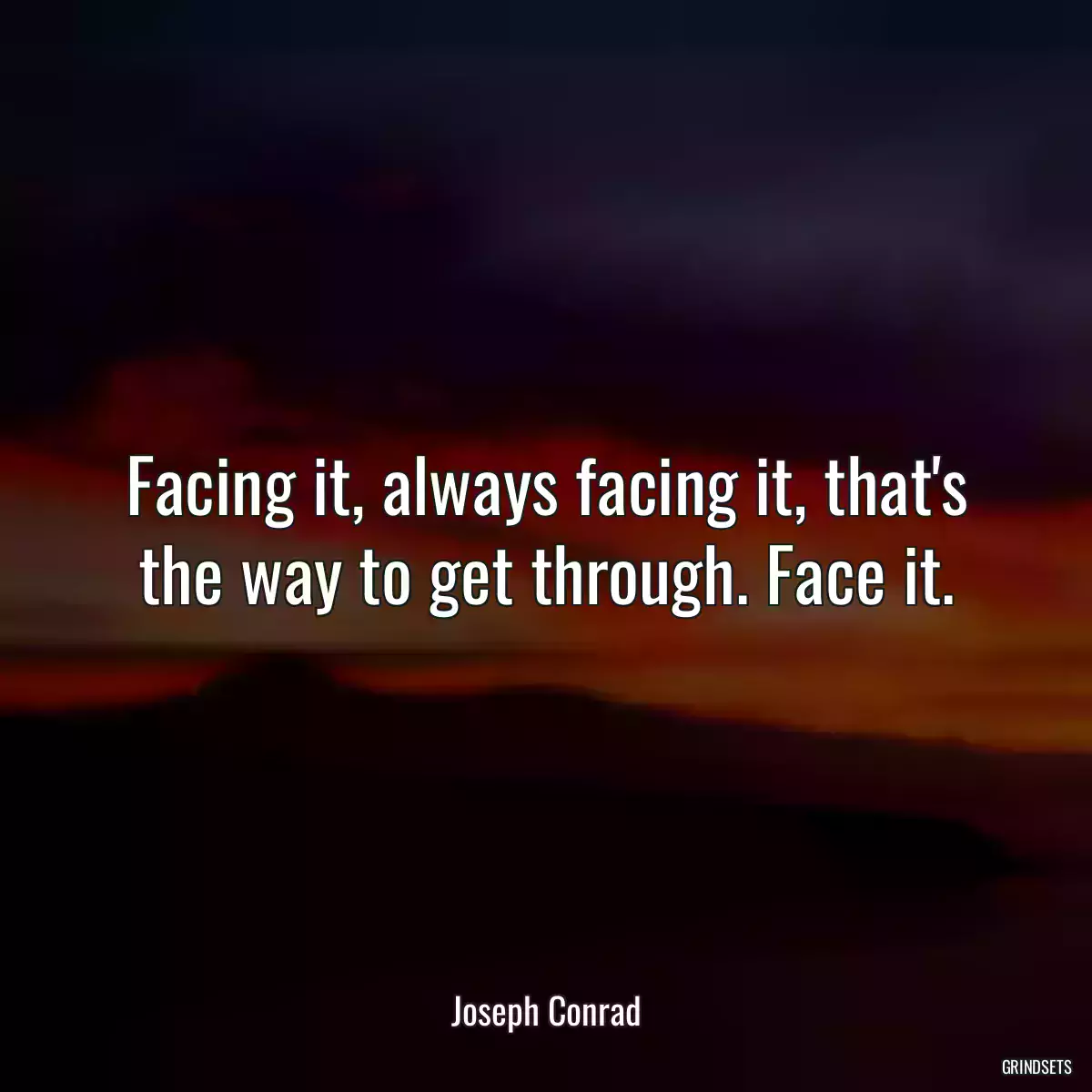 Facing it, always facing it, that\'s the way to get through. Face it.