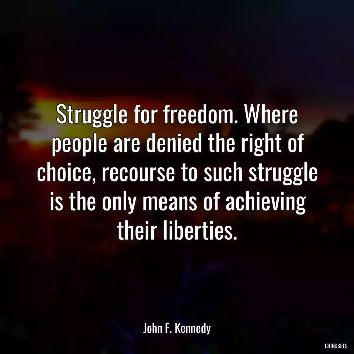 Struggle for freedom. Where people are denied the right of choice, recourse to such struggle is the only means of achieving their liberties.