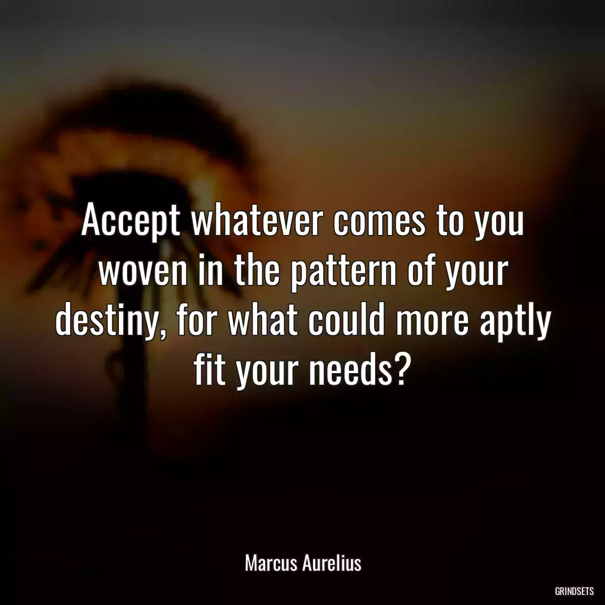 Accept whatever comes to you woven in the pattern of your destiny, for what could more aptly fit your needs?