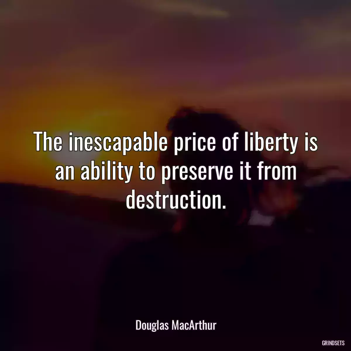 The inescapable price of liberty is an ability to preserve it from destruction.