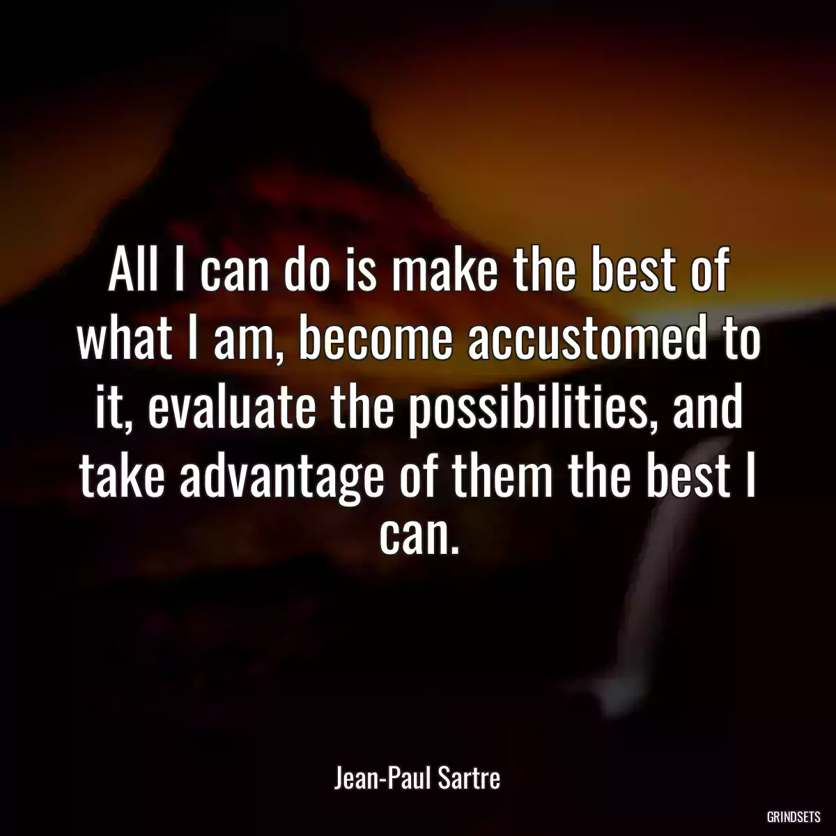 All I can do is make the best of what I am, become accustomed to it, evaluate the possibilities, and take advantage of them the best I can.