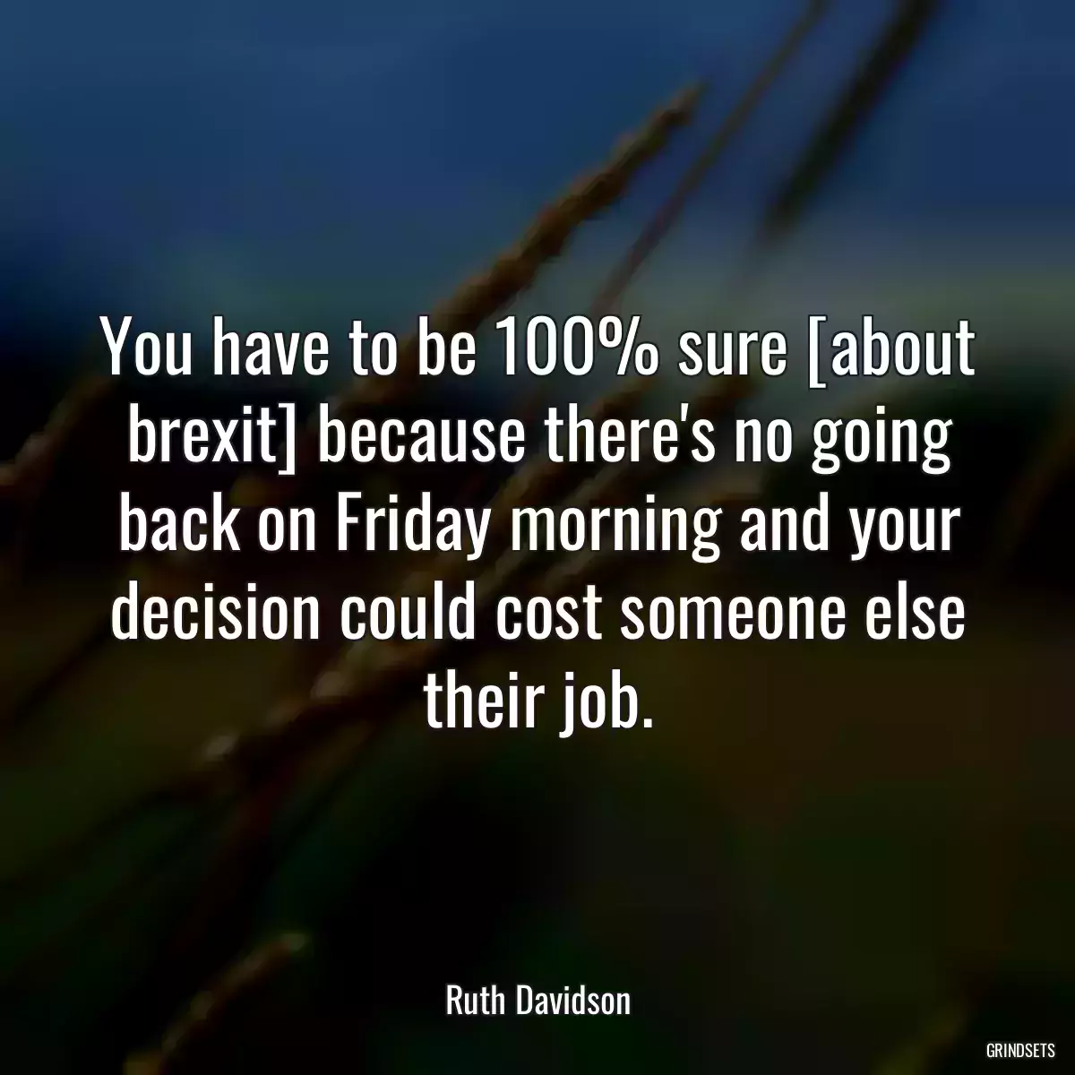 You have to be 100% sure [about brexit] because there\'s no going back on Friday morning and your decision could cost someone else their job.