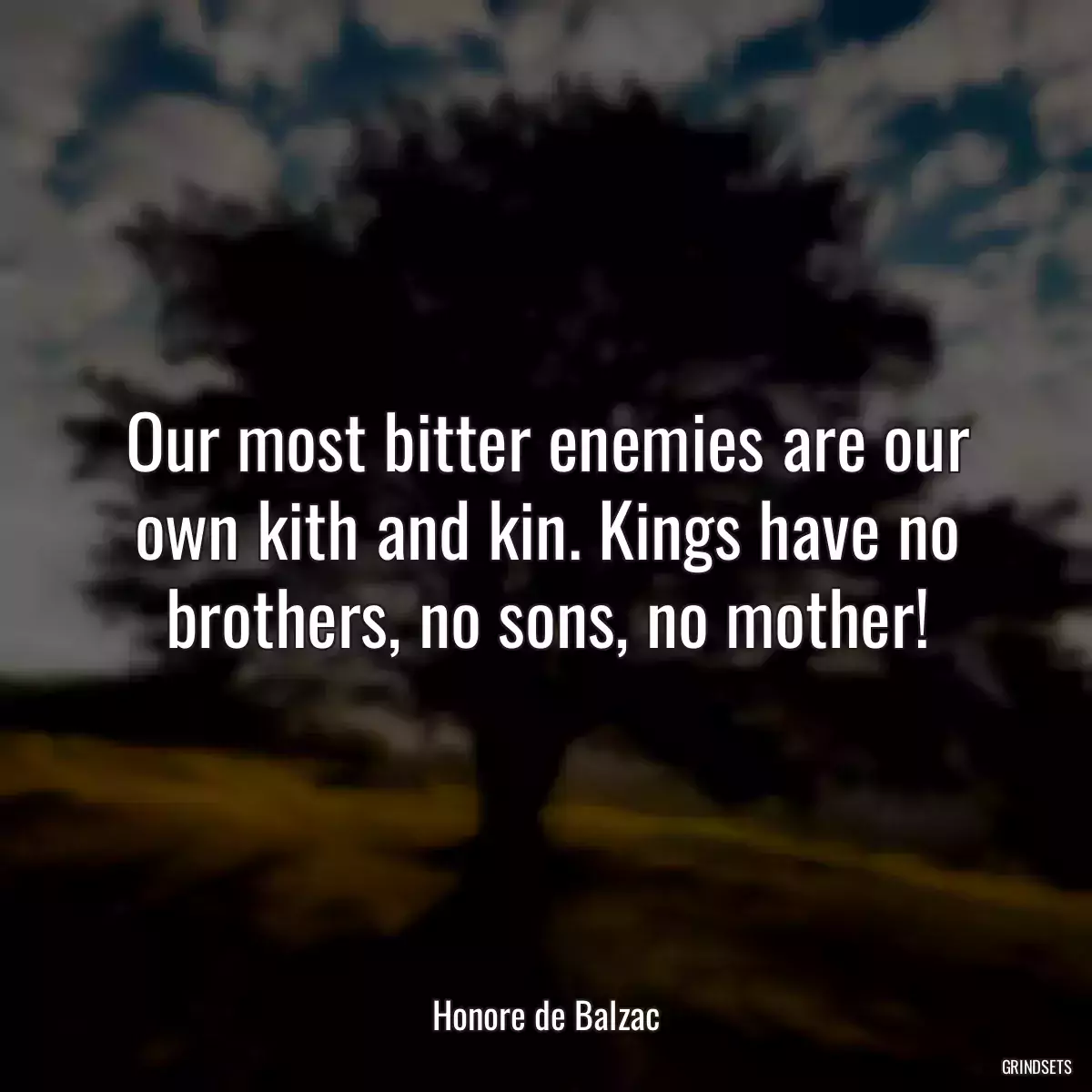 Our most bitter enemies are our own kith and kin. Kings have no brothers, no sons, no mother!