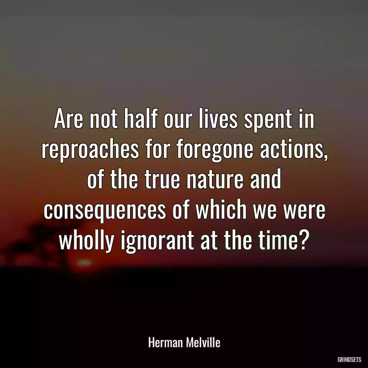 Are not half our lives spent in reproaches for foregone actions, of the true nature and consequences of which we were wholly ignorant at the time?