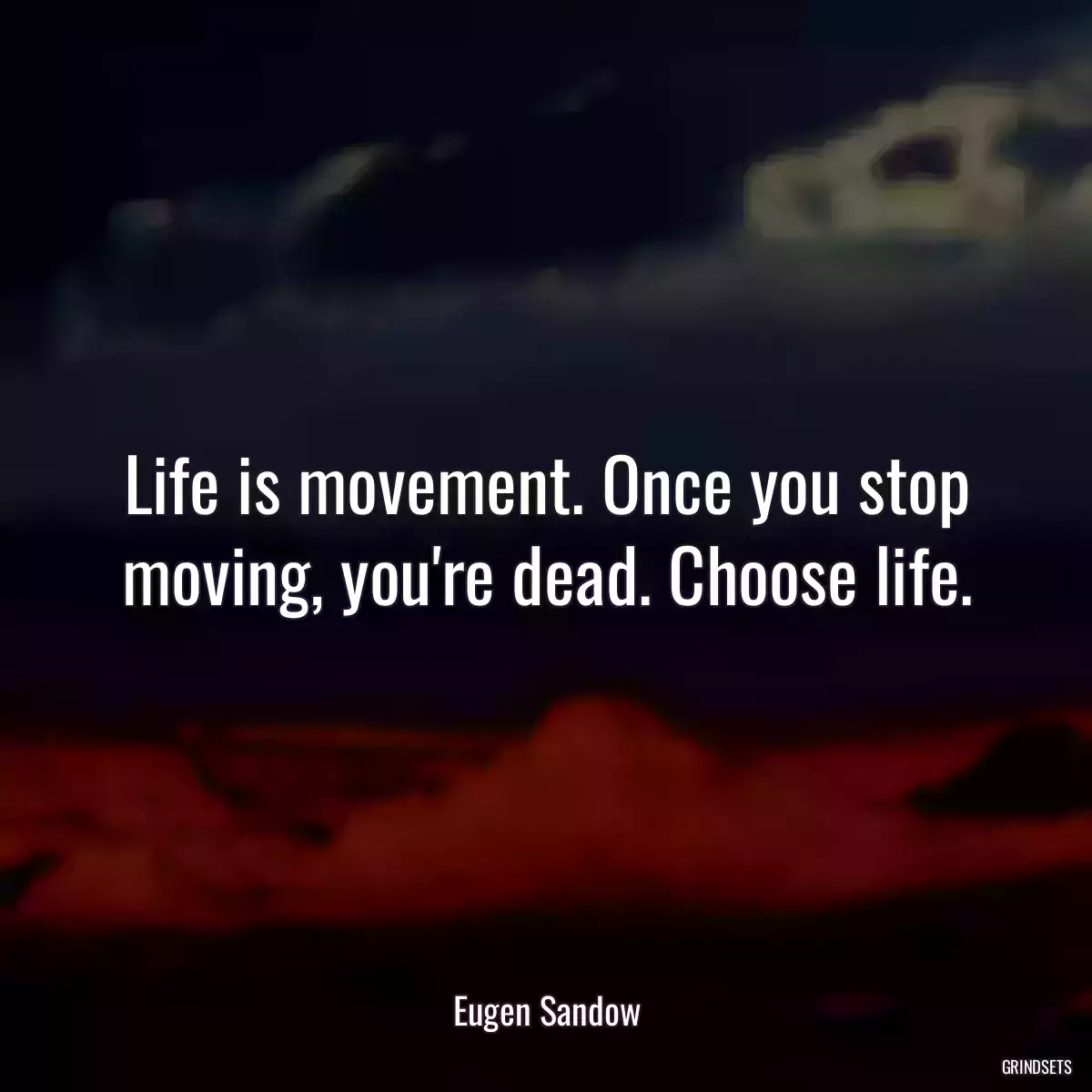 Life is movement. Once you stop moving, you\'re dead. Choose life.