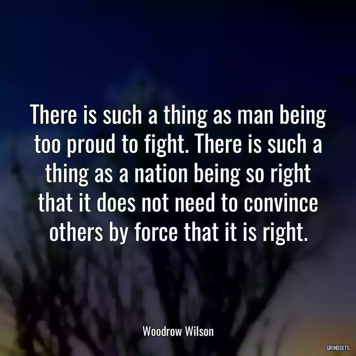 There is such a thing as man being too proud to fight. There is such a thing as a nation being so right that it does not need to convince others by force that it is right.