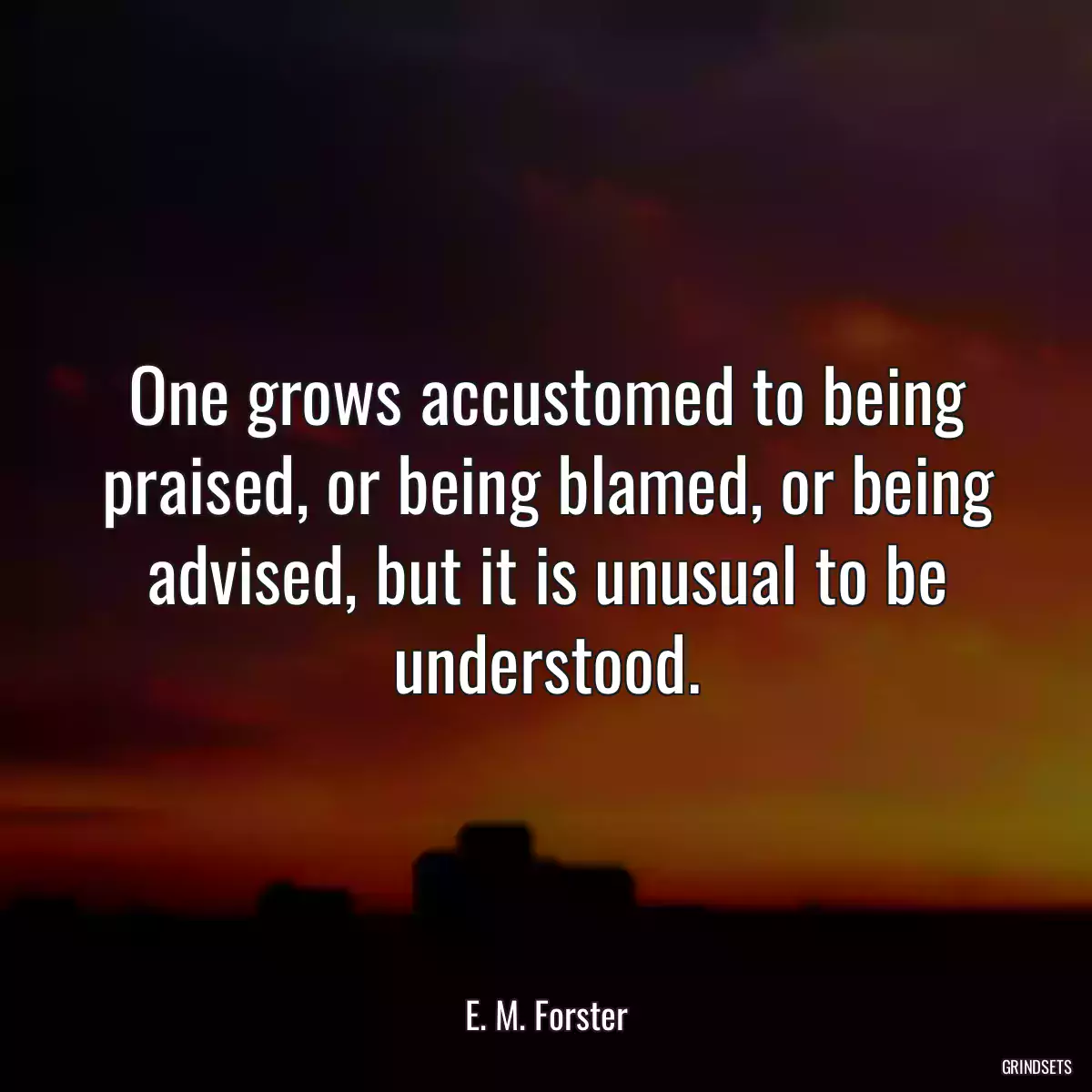 One grows accustomed to being praised, or being blamed, or being advised, but it is unusual to be understood.