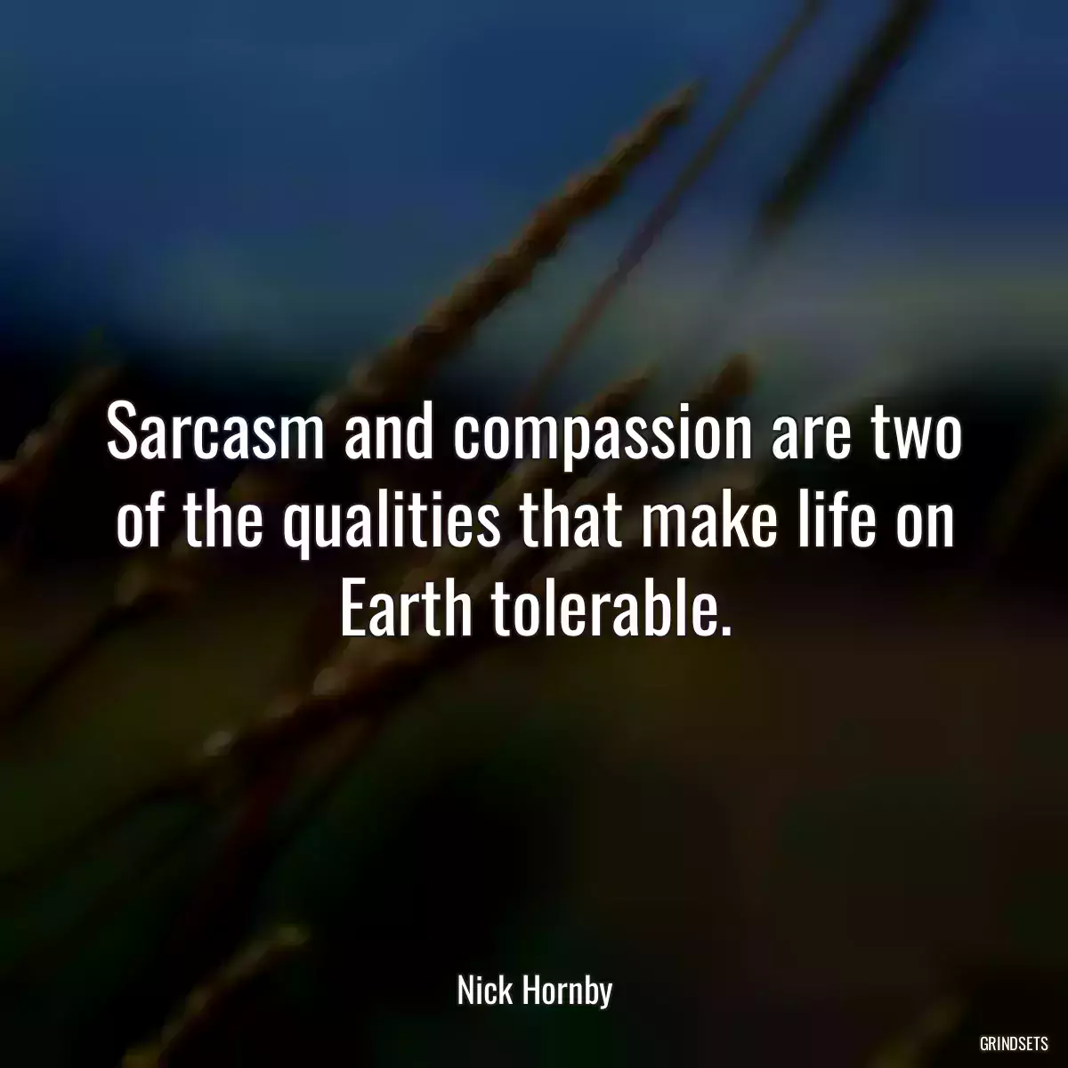 Sarcasm and compassion are two of the qualities that make life on Earth tolerable.