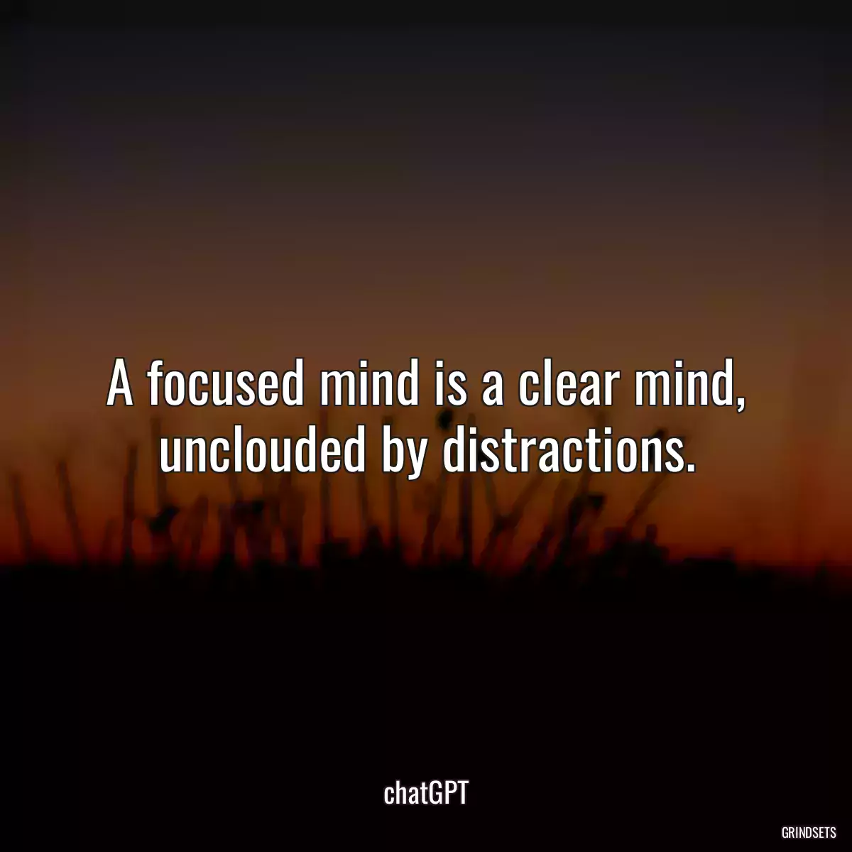 A focused mind is a clear mind, unclouded by distractions.