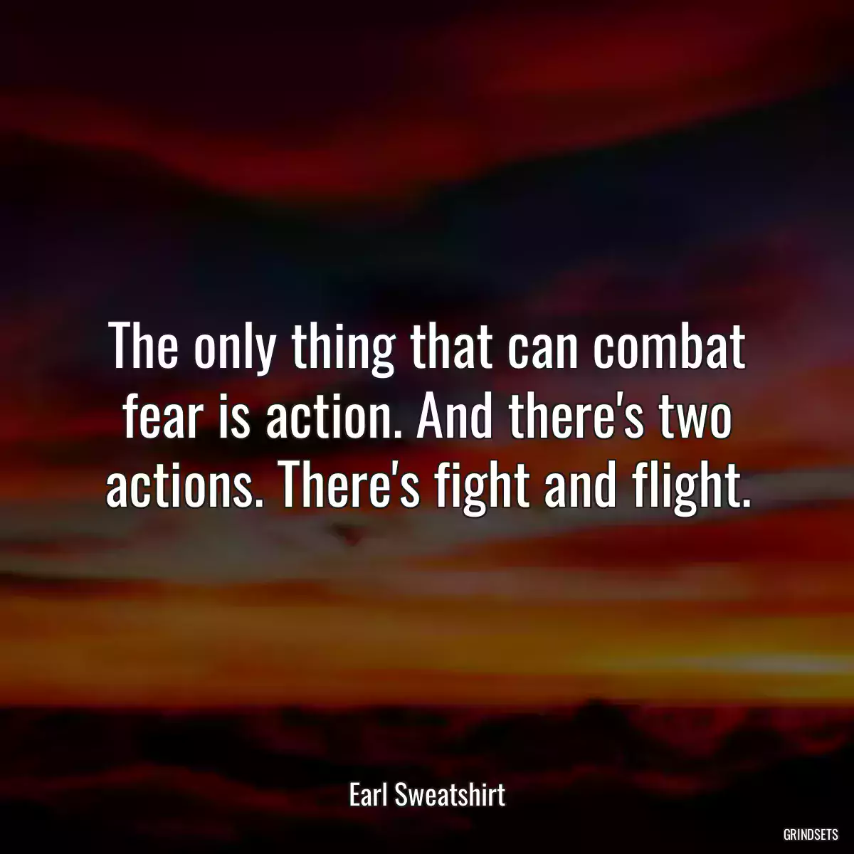 The only thing that can combat fear is action. And there\'s two actions. There\'s fight and flight.