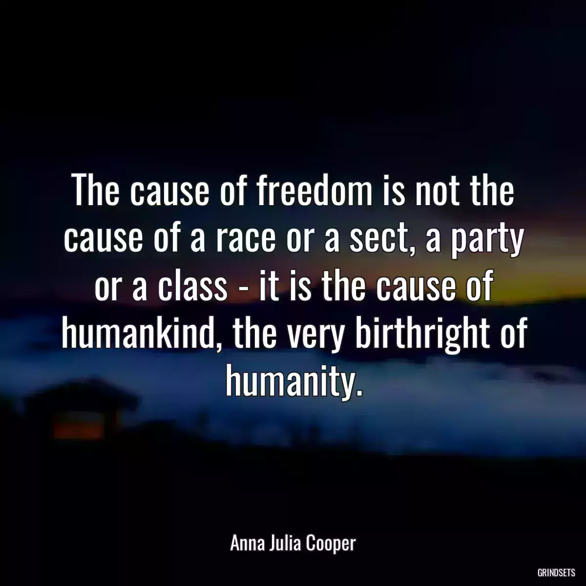 The cause of freedom is not the cause of a race or a sect, a party or a class - it is the cause of humankind, the very birthright of humanity.