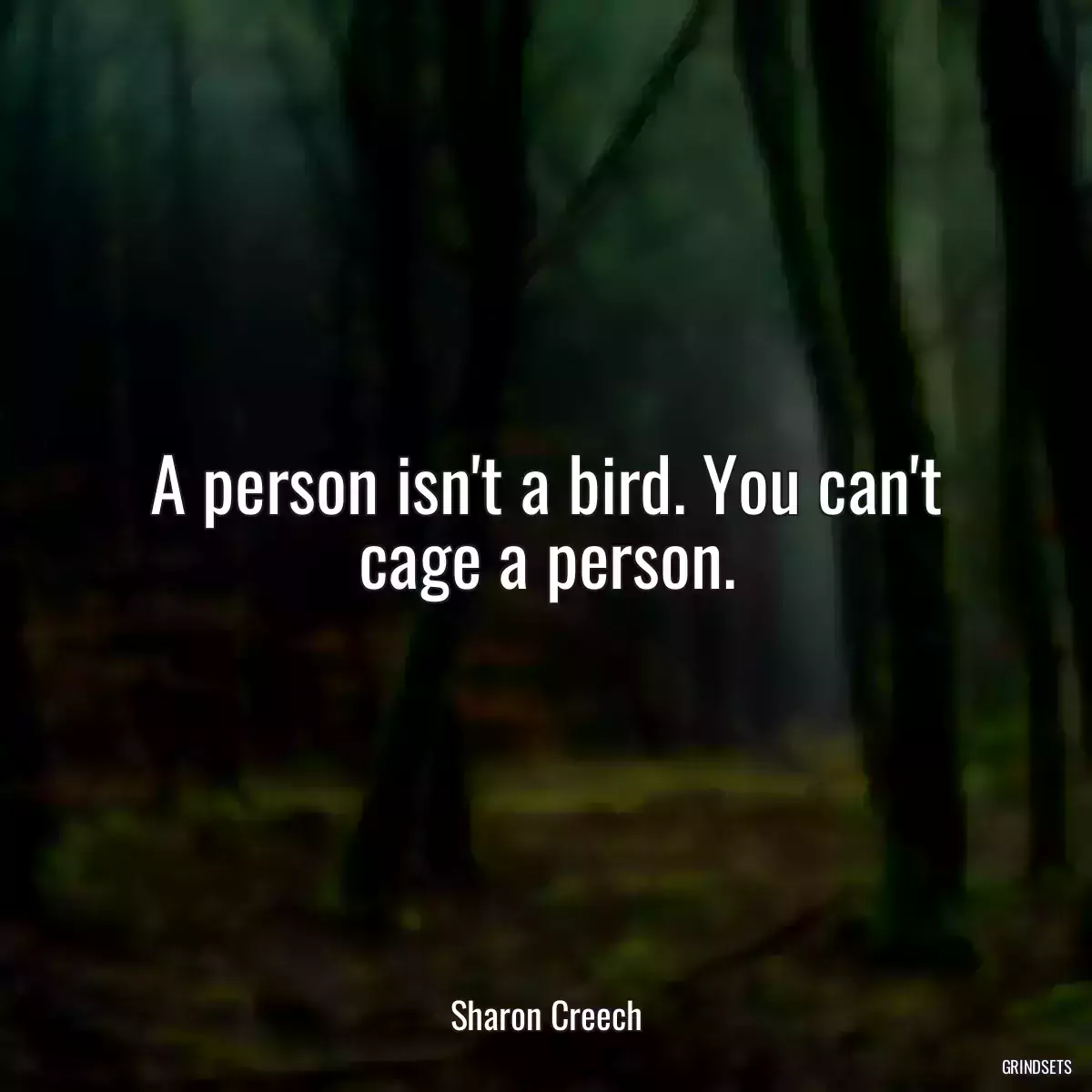 A person isn\'t a bird. You can\'t cage a person.