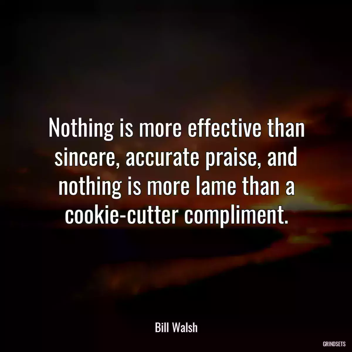 Nothing is more effective than sincere, accurate praise, and nothing is more lame than a cookie-cutter compliment.