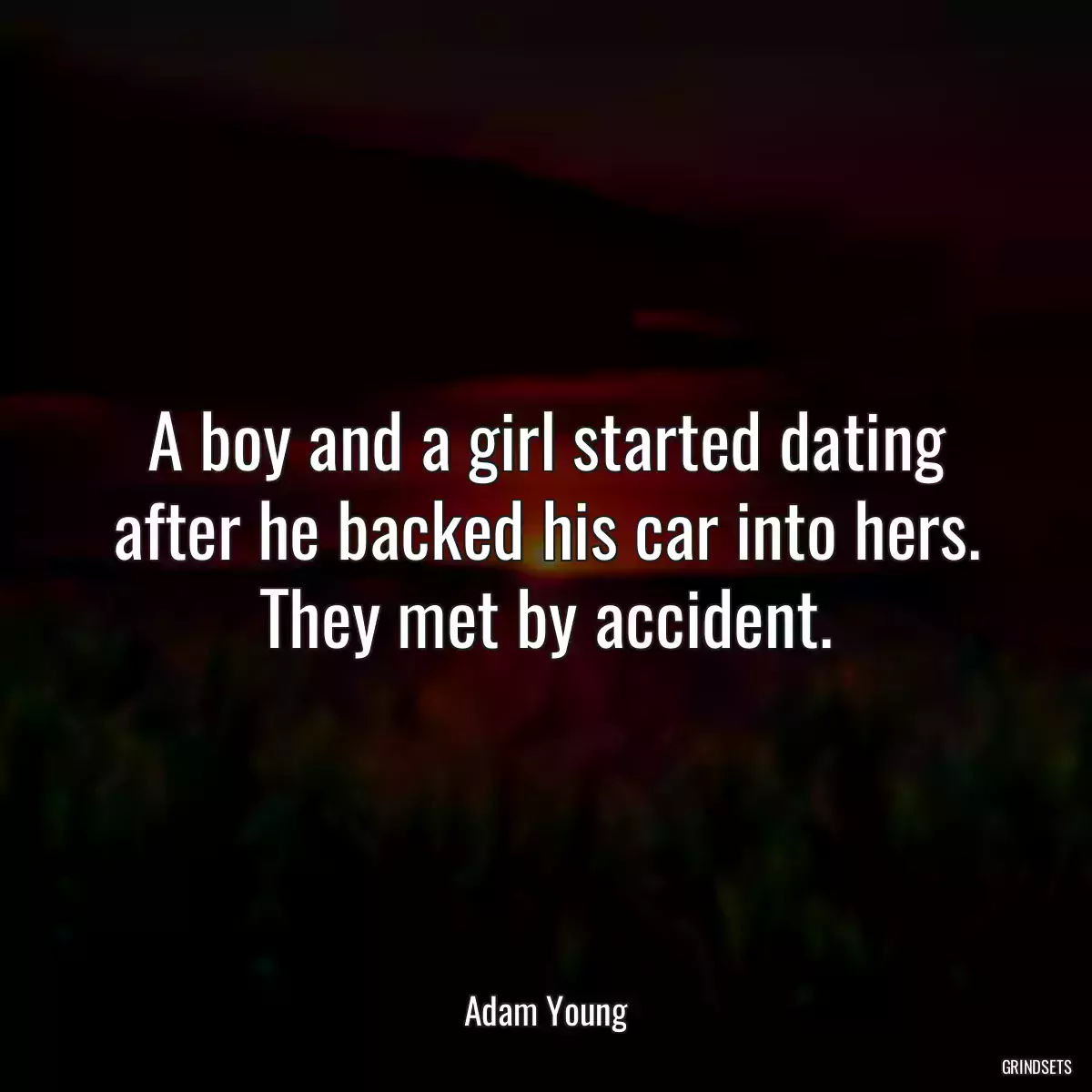 A boy and a girl started dating after he backed his car into hers. They met by accident.