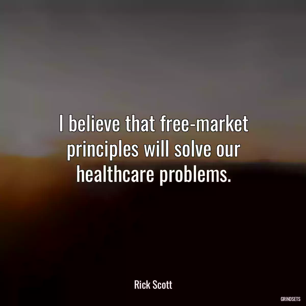 I believe that free-market principles will solve our healthcare problems.