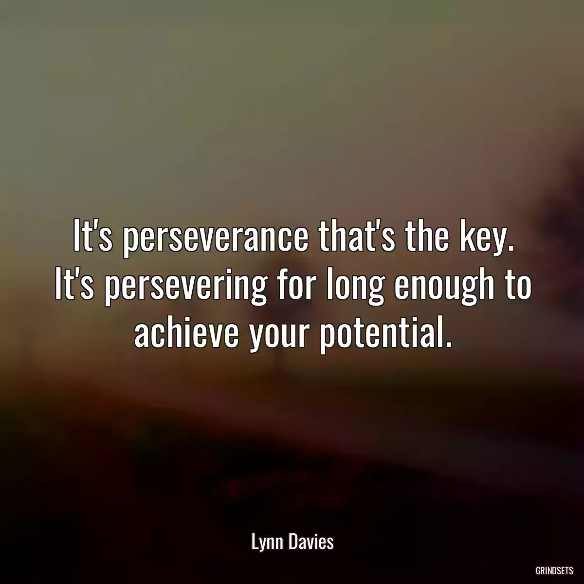 It\'s perseverance that\'s the key. It\'s persevering for long enough to achieve your potential.