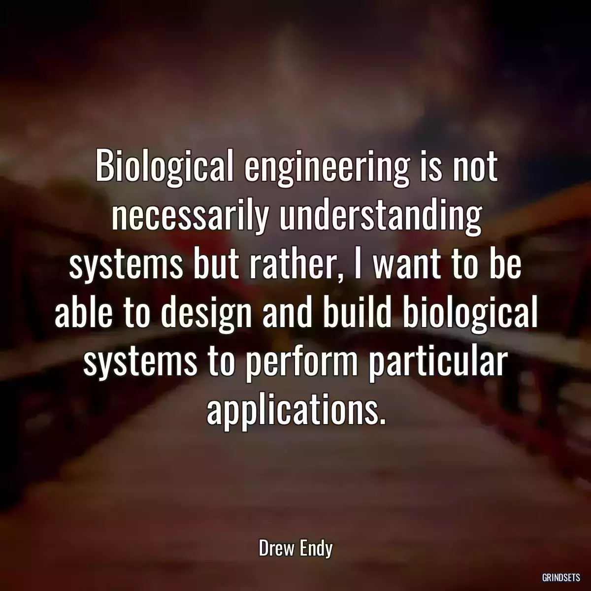 Biological engineering is not necessarily understanding systems but rather, I want to be able to design and build biological systems to perform particular applications.