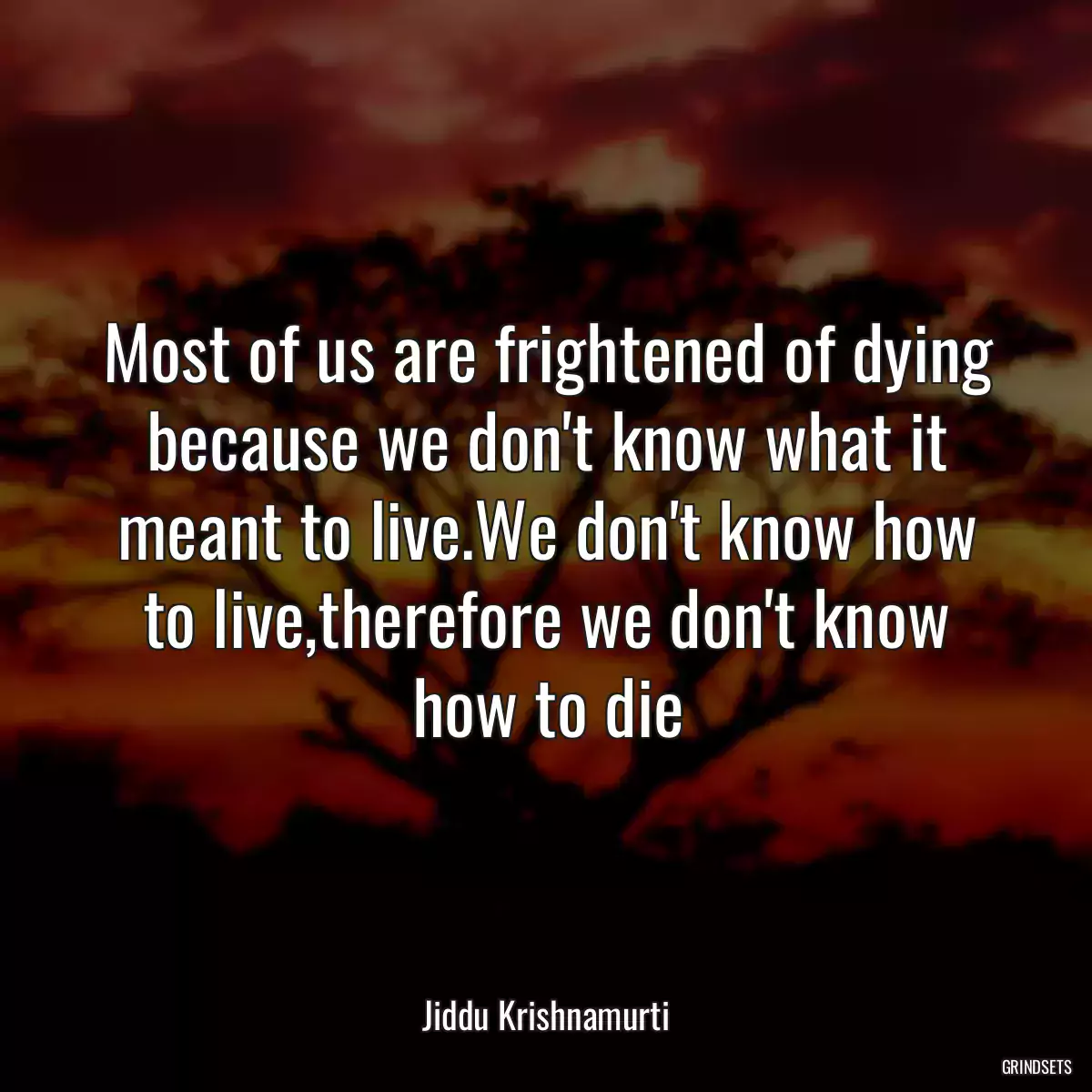 Most of us are frightened of dying because we don\'t know what it meant to live.We don\'t know how to live,therefore we don\'t know how to die