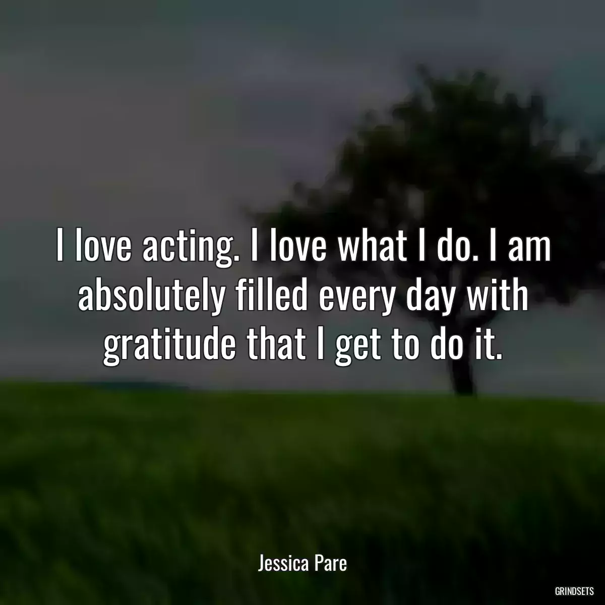 I love acting. I love what I do. I am absolutely filled every day with gratitude that I get to do it.