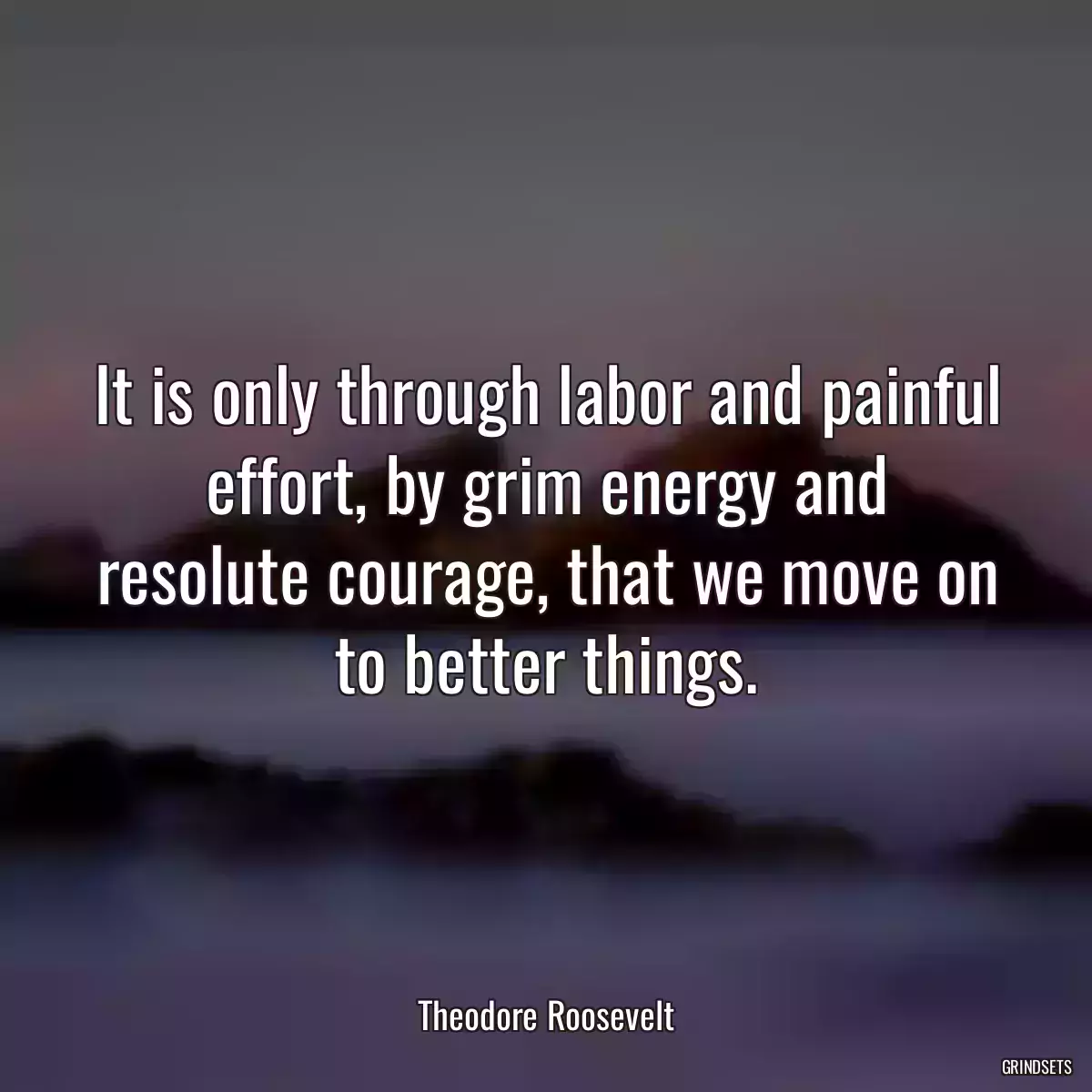 It is only through labor and painful effort, by grim energy and resolute courage, that we move on to better things.