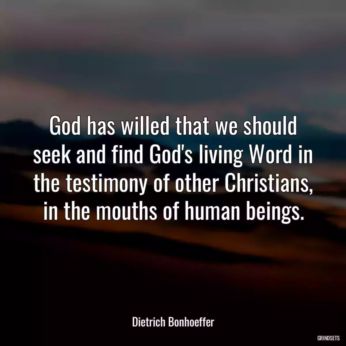 God has willed that we should seek and find God\'s living Word in the testimony of other Christians, in the mouths of human beings.