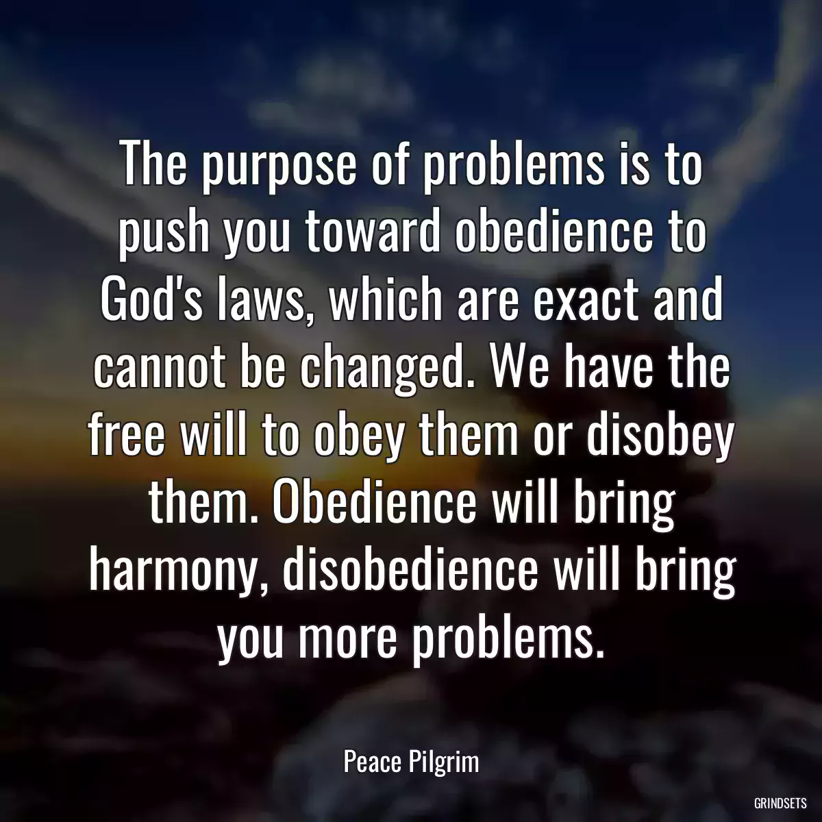 The purpose of problems is to push you toward obedience to God\'s laws, which are exact and cannot be changed. We have the free will to obey them or disobey them. Obedience will bring harmony, disobedience will bring you more problems.