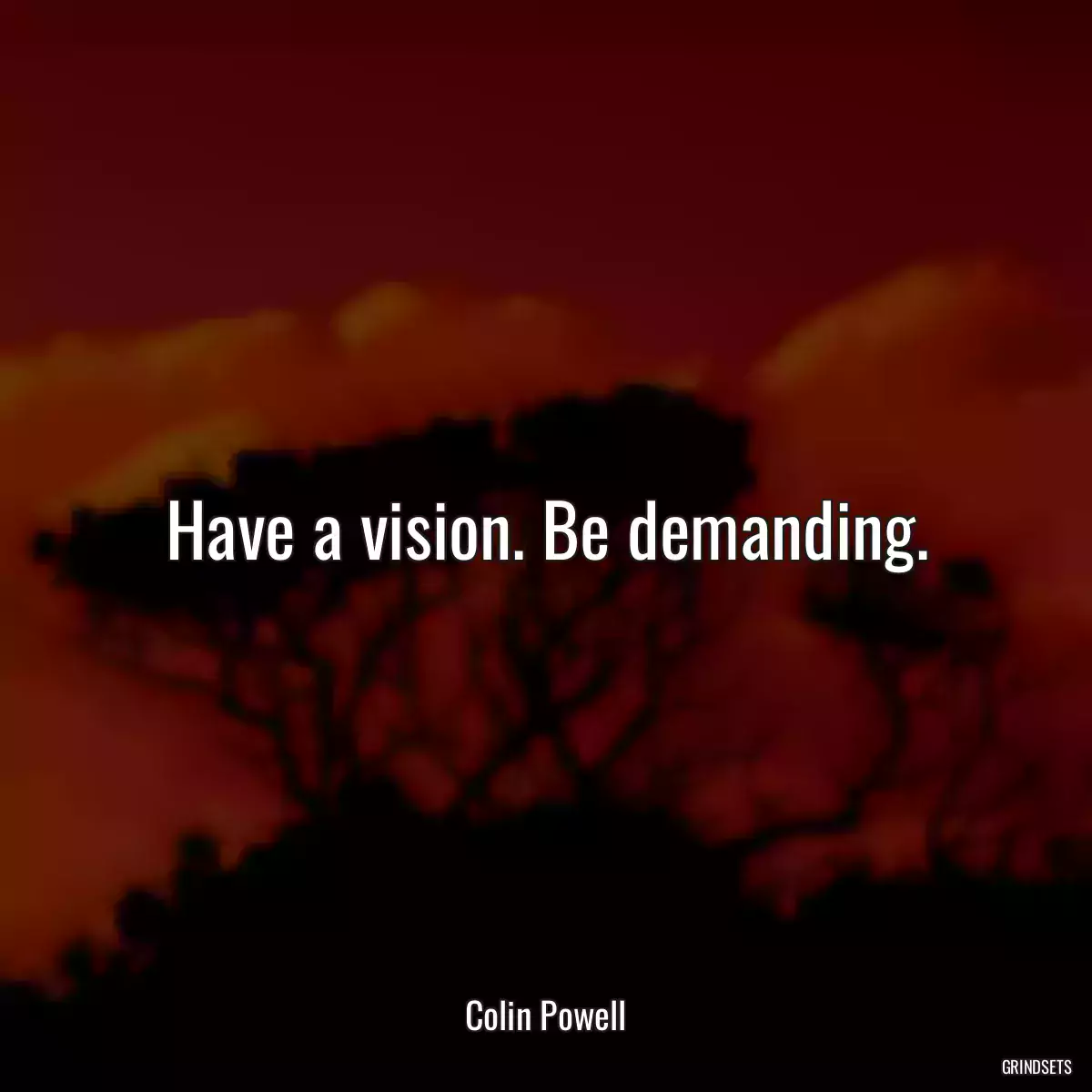 Have a vision. Be demanding.
