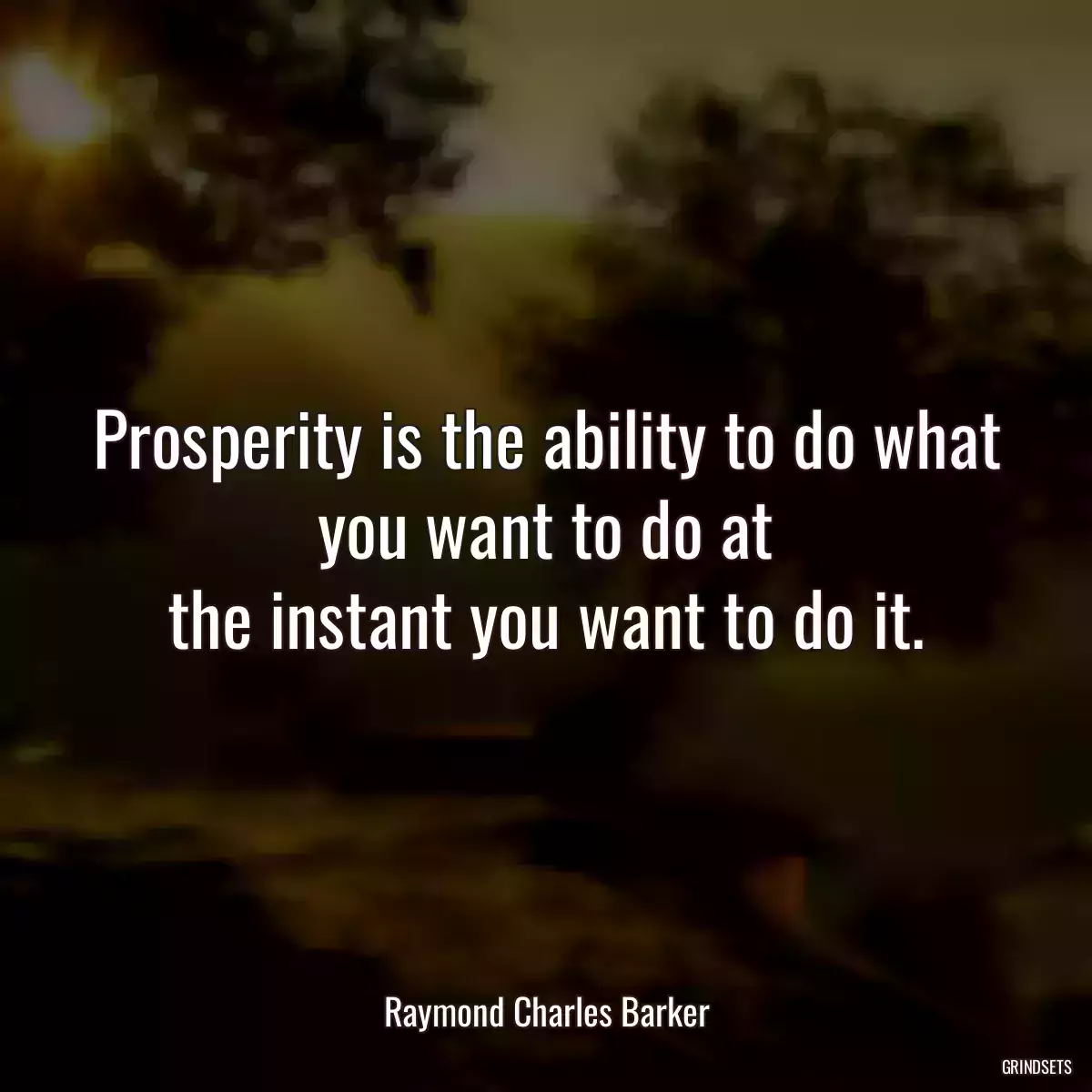 Prosperity is the ability to do what you want to do at
the instant you want to do it.