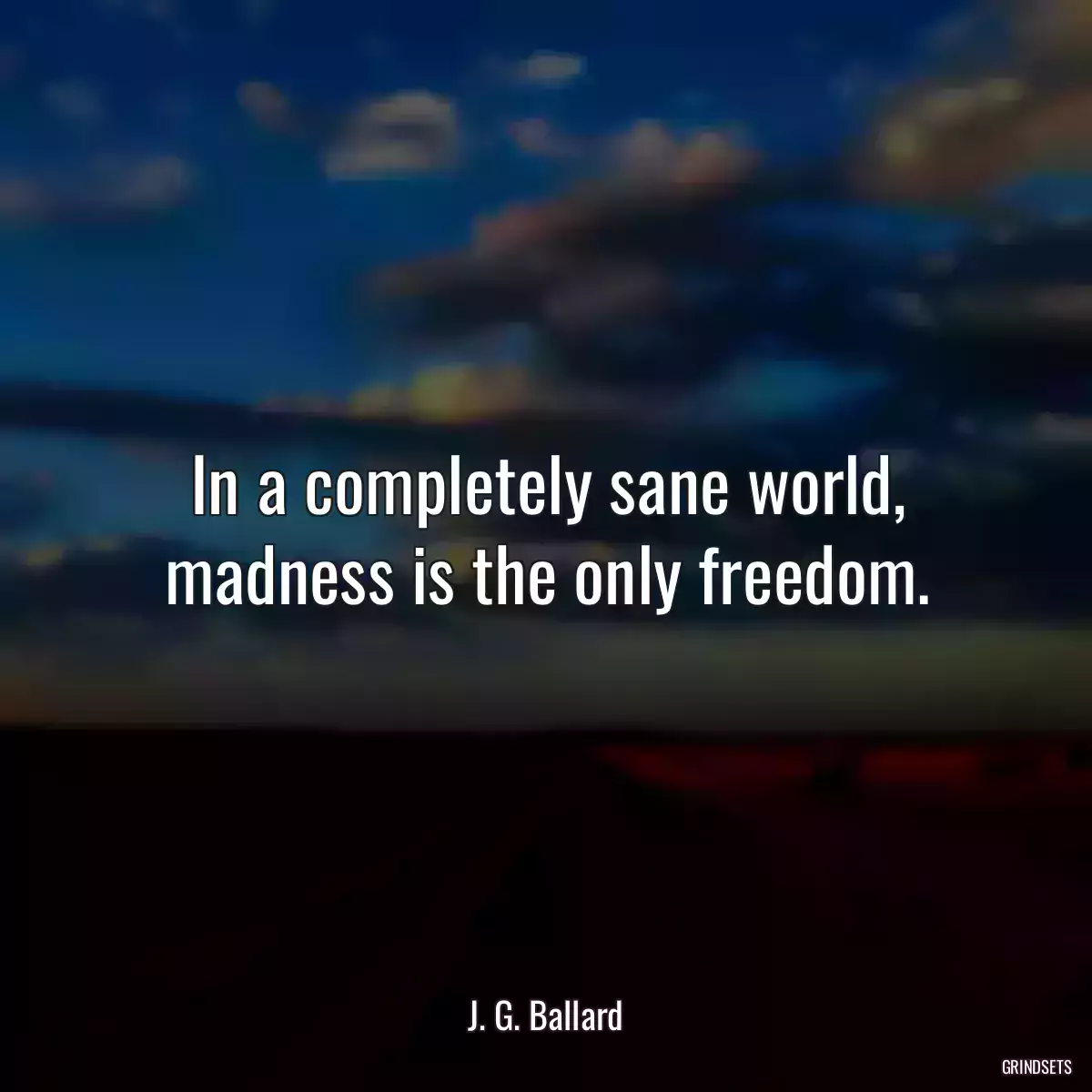 In a completely sane world, madness is the only freedom.